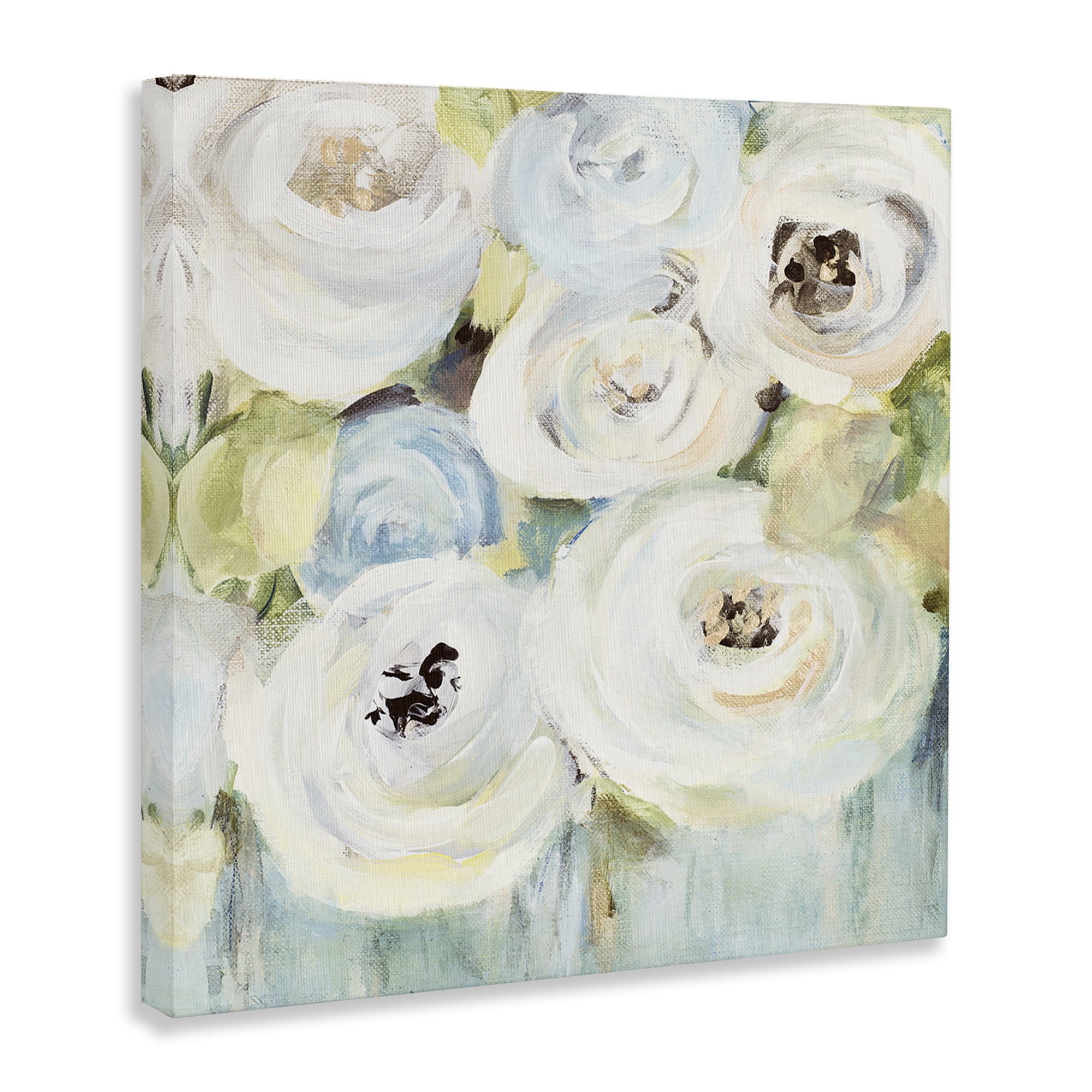 Stupell Industries White Swirling Roses Botanical & Floral Painting Gallery Wrapped Canvas Art Print Wall Art, 24 x 24