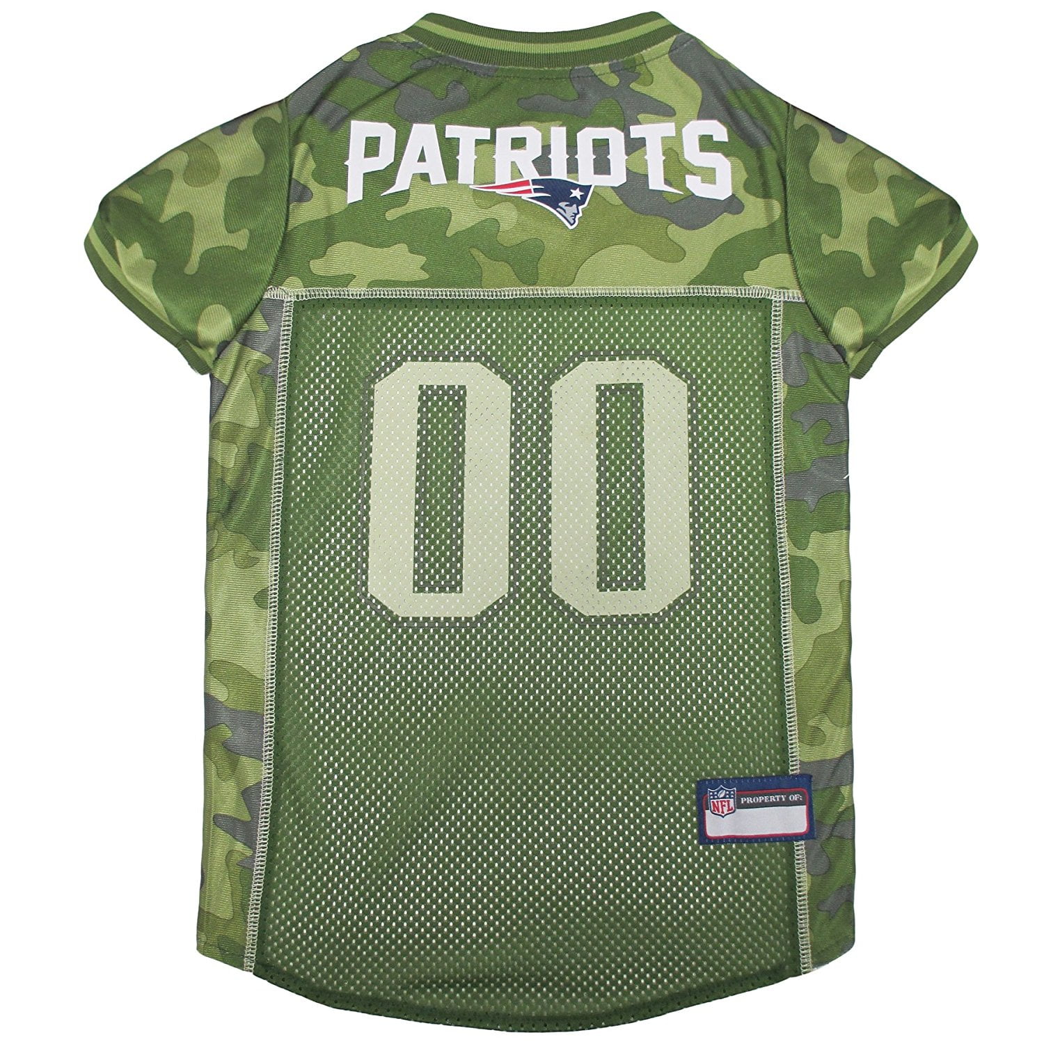 Pets First NFL New England Patriots Camouflage Jersey For Dogs, 5 Sizes Available, Pet Shirt For