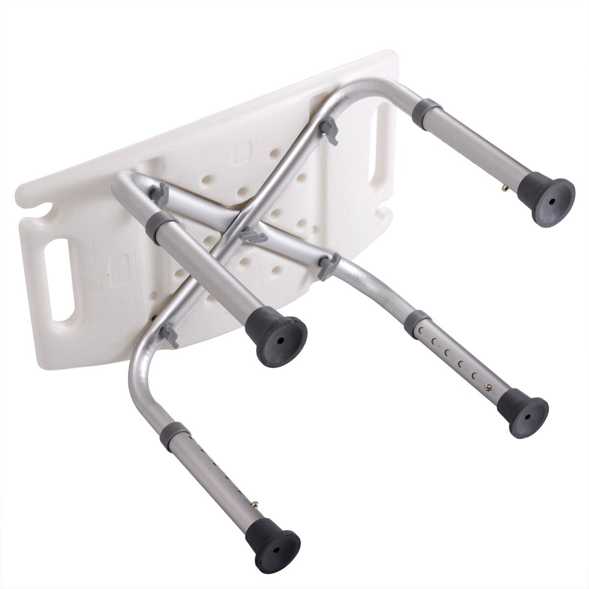 Kepooman Adjustable Height Shower Stool Bath Chair with Aluminum Legs - White Kepooman Adjustable Height Shower Stool Bath Chair with Aluminum Legs - White