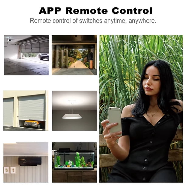 Módulo de Interruptor Inteligente de 4 Canales, Relés de 7-32 V y 10 A, Control Remoto Inalámbrico por WIFI, Autobloqueo y Temporización, Controlador de la Aplicación .