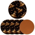 thumbnail image 2 of Broom Cool Round Microfiber Leather Coasters 6PCS - 11x11 cm/4.3x4.3 in - Set of Stylish Drink Mats for Home and Office, 2 of 6