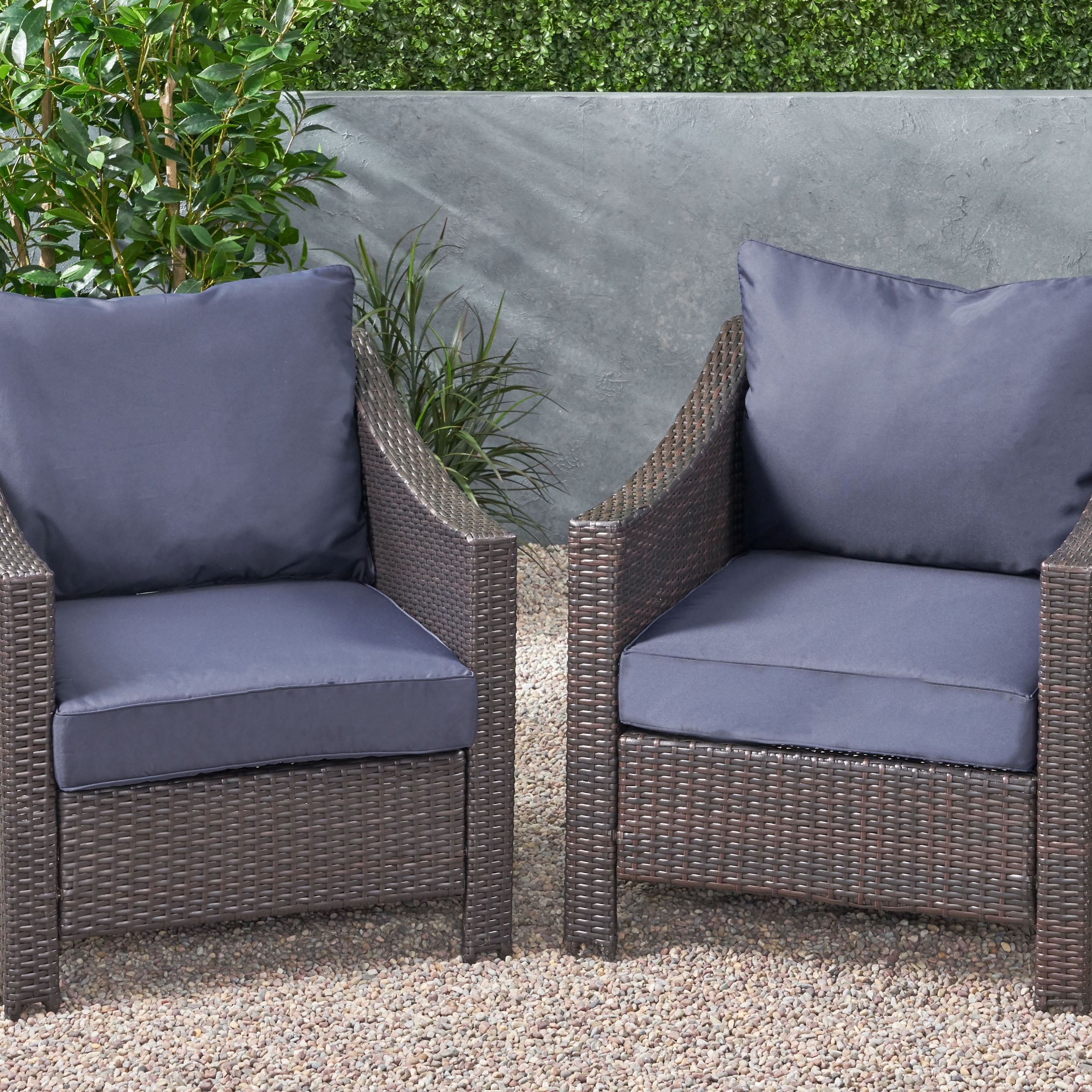 Noble House 23.50" x 27.00" Blue Rectangle Chair Outdoor Seating Cushions (2 Pack)