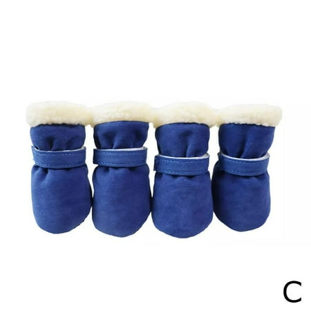 EtherealEdge 4pcs Puppy Shoes Winter Pet Dog Anti-slip Rain Boots Thi Warm Footwear