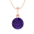 thumbnail image 2 of 2 ct Brilliant Round Cut Solitaire Natural Amethyst 14k Rose Solid Gold Everyday Affordable Designer Necklace Pendant with 18" Chain, 2 of 6