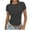 Dark Gray, variant on Womens' Stretchy Ribbed High Neck Short Sleeve Gym Workout Slim Fitted Casual Full Length Top T-Shirt White 4(S)