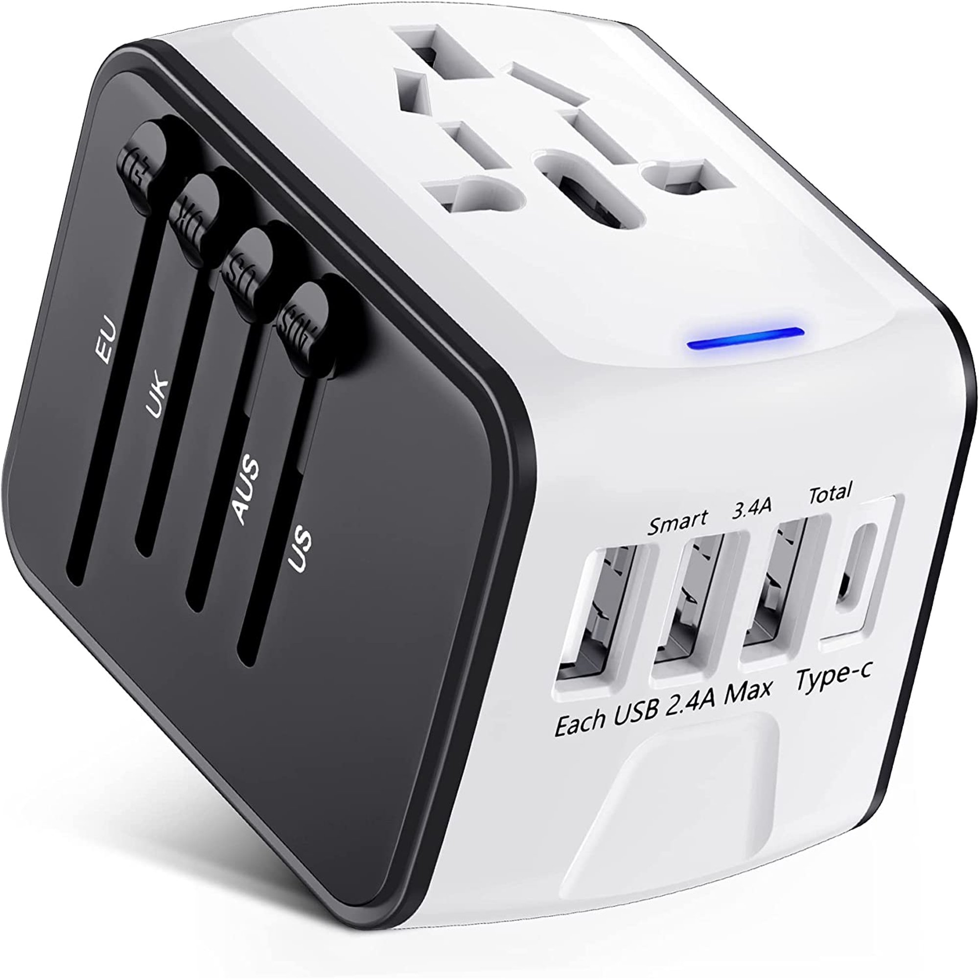 Adaptateur Prise Universel TESSAN Avec 3 USB Et 1 Type-C - Pour Voyage USA, UK, UE, Asie