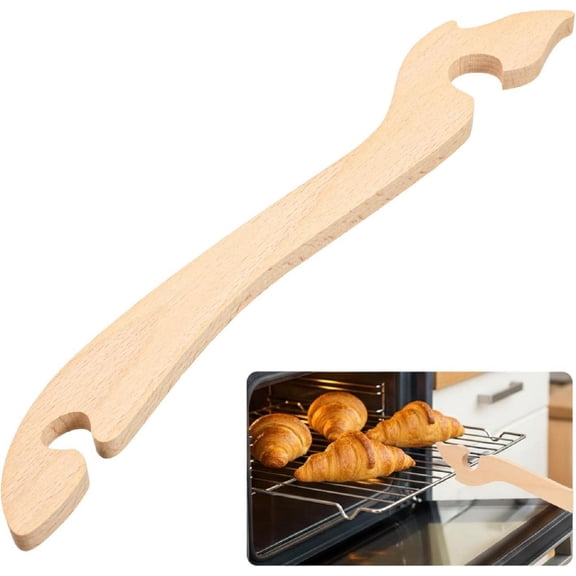 Xingjin Oven Rack Puller Tool Wooden Push Pull Stick Long Handle For Toaster Oven Air Fryer Kitchen Cooking Hot Rack Safety Accessory Helper