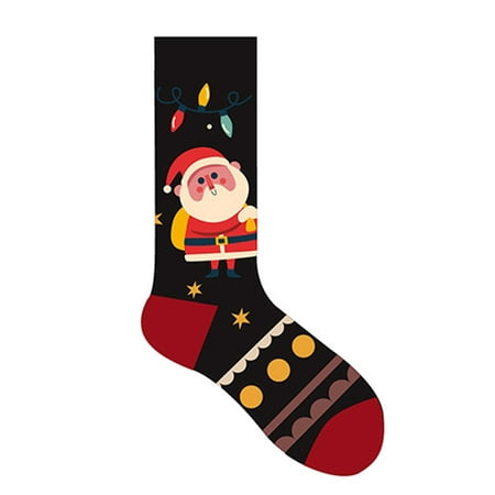 

Liliz Women s Socks Christmas Cartoon Pattern Breathable Mid-tube Stockings 18-19 CM