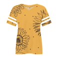 thumbnail image 4 of Delayuji Plus Size V Neck T Shirts Women Short Sleeve Tops Casual Summer Tshirts Loose Fit Tee Yellow Xxxxl Polyester,Spandex Short Sleeve Shirts for Women, 4 of 4
