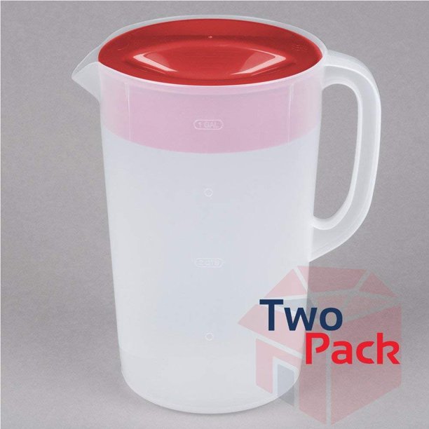 Rubbermaid 071691306320 1 Gallon Servin' Saver Pitcher (Set of 2), 1, Red