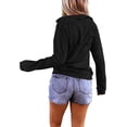 thumbnail image 2 of Womens Long Sleeve Lapel Shirt Plain Fall Tops Casual Pullover Button Up Sweatshirt With Pockets, 2 of 2