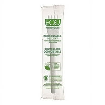 Eco-Products Plantware Compostable Cutlery, Fork, Plastic, White, 1,000/Carton