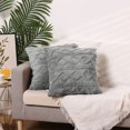 thumbnail image 6 of Unique Bargains Solid Striped Soft Sofa Decorative Pillow Covers (2 Count) Light Gray 20" x 20", 6 of 6