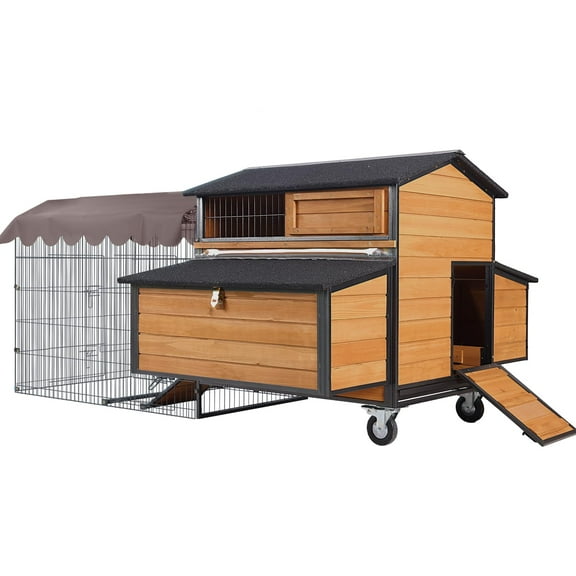 Aivituvin Heavy-Duty Chicken Coop with Reinforced Metal Frame & Spacious Run,Nesting Box - 2-Story Poultry House for 6-8 Chickens, Rabbits, Ducks