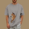 thumbnail image 4 of Men's Cat Dog Pocket Carrier Soothe Crew Neck Short Sleeve Kangaroo T Shirt Gray, 4 of 5