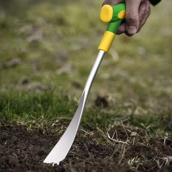Byujiro Stainless Steel Garden Hand Trowel Weeding & Garlic Digging Tool with Ergonomic Non-Slip Grip Gardening Tool for Soil Loosening, Potted Plant Care & Outdoor Yard Work