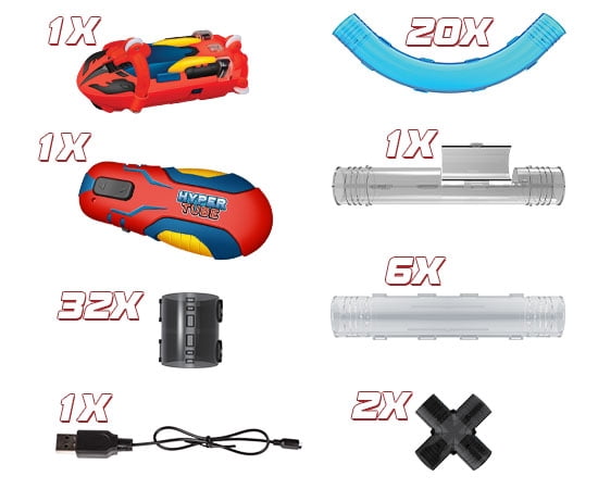World Tech Toys Hyper Tube 65 Piece RC Tube Racing Set, Red