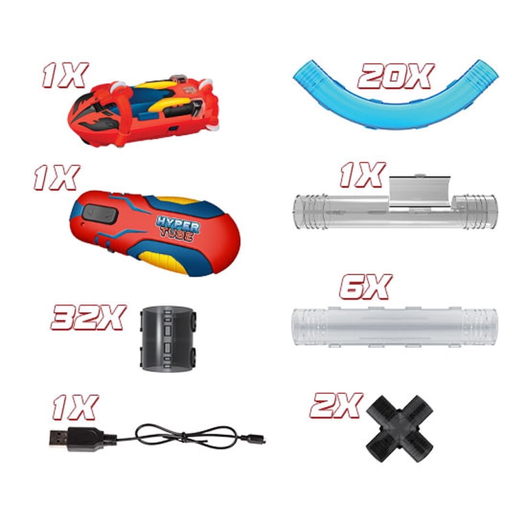 World Tech Toys Hyper Tube 65 Piece RC Tube Racing Set, Red