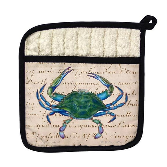 Betsy Drake PT005B Male Blue Crab Beige Pot Holder