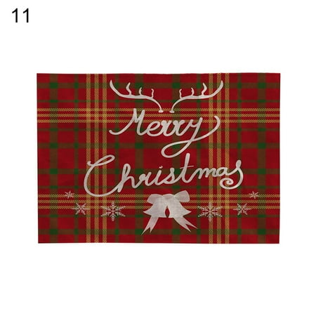 

HEVIRGO Exquisite Workmanship Table Cover Heat Insulation Flax Christmas Classic Pattern Place Mat for Home Flax