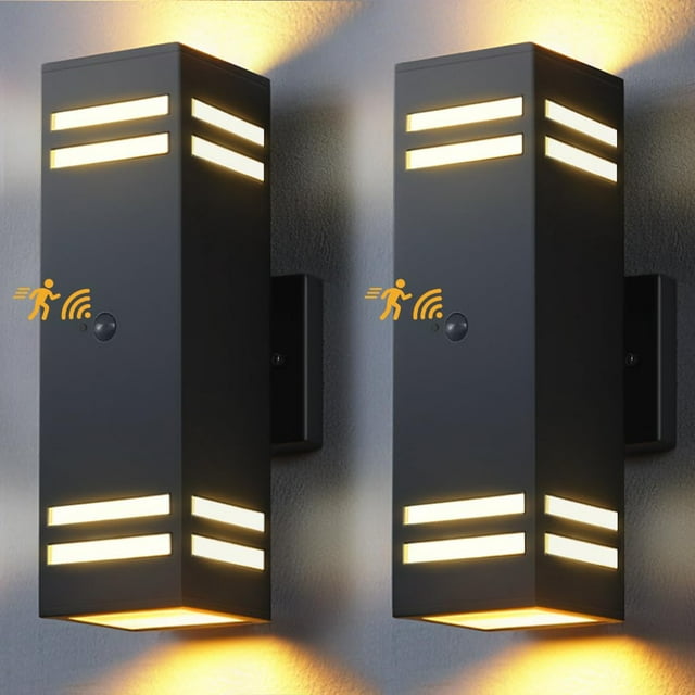 Luces de pared para exteriores SHIMR con sensor de movimiento LED, paquete de 2