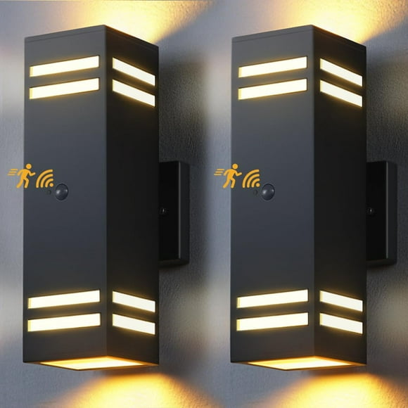 Luces de pared para exteriores SHIMR con sensor de movimiento LED, paquete de 2