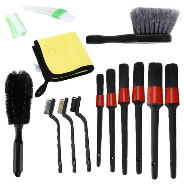 Kit de cepillo detallado de coches, paño de microfibra para limpieza de ruedas, salpicadero Interior, motor, 14 Uds. Jadeshay A