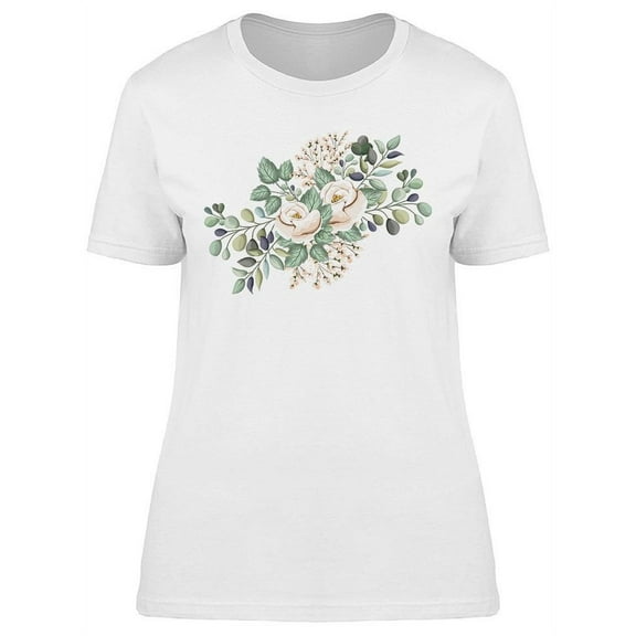 White Rose Flowers T-Shirt Women -Image by Shutterstock, Female Small