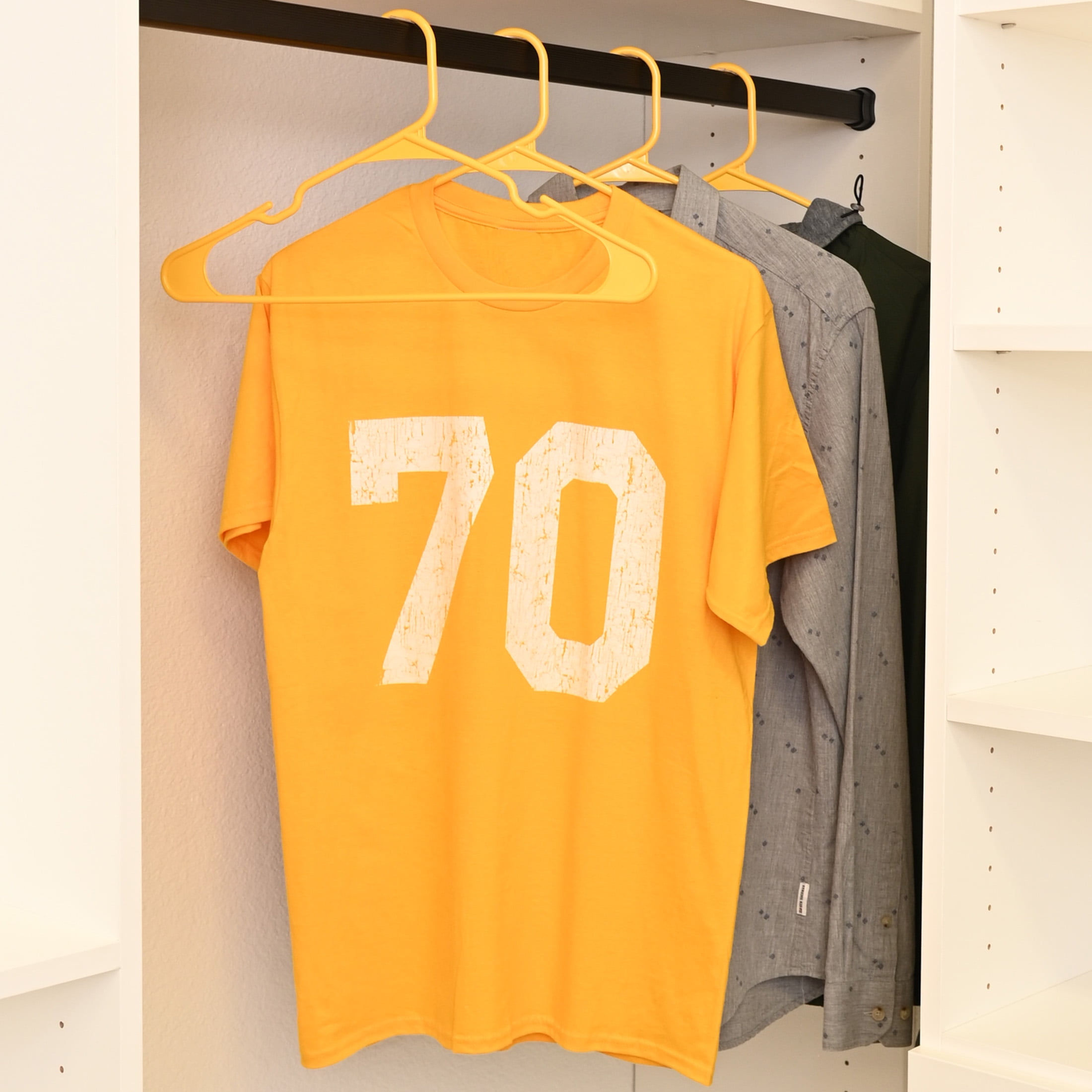 Mainstays Plastic Notched Adult Hangers for Any Clothing Type, Scoreboard Yellow 50 Count