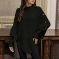 thumbnail image 4 of Pullover Sweaters for Women 2025 Long Batwing Sleeve Turtleneck Button Cable Knit Sweater Tops Fall Winter Outfits, 4 of 6