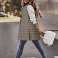 thumbnail image 5 of Tiqkatyck Sweater Vest Women's Long Winter Vest Thin and Light Down Coat Casual Down Coat Slim Gilet Quilted Jacket Outdoor Winter Coat Vest with Pockets Puffer Vest Women Khaki, 5 of 5