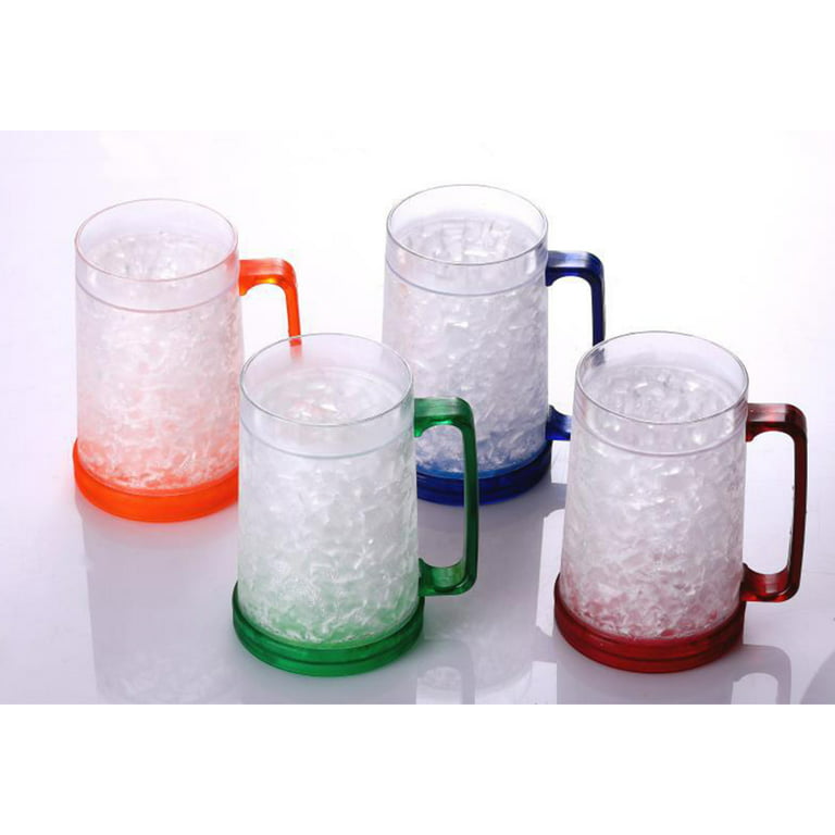 Wwyybfk Beer Mugs Set, Freezer Beer Glasses Mug with Handle, 16.5