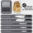 thumbnail image 3 of Cooks Standard Classic Bamboo Kitchen Cutlery Block Set with Knifes, Stainless Steel Forge High Carbon German Blade with Expandable Bamboo Storage Block for Extra Slots, 12-Piece, Black, 3 of 7
