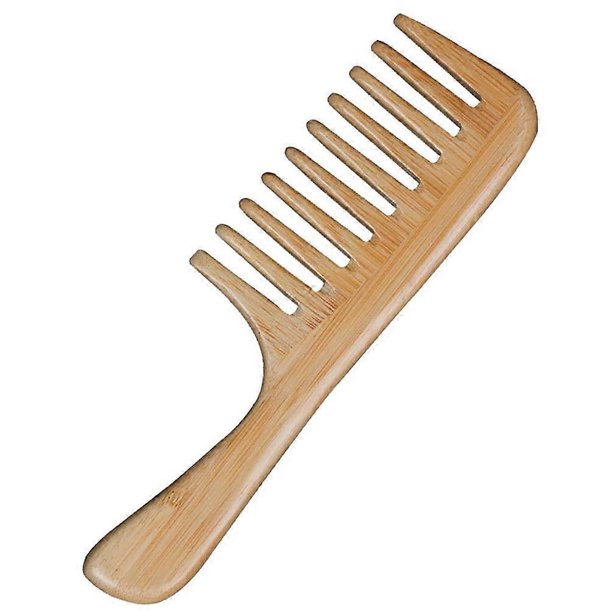 Peine de bambú de dientes anchos para desenredar suavemente, peine de madera antiestático para cabello húmedo o seco.