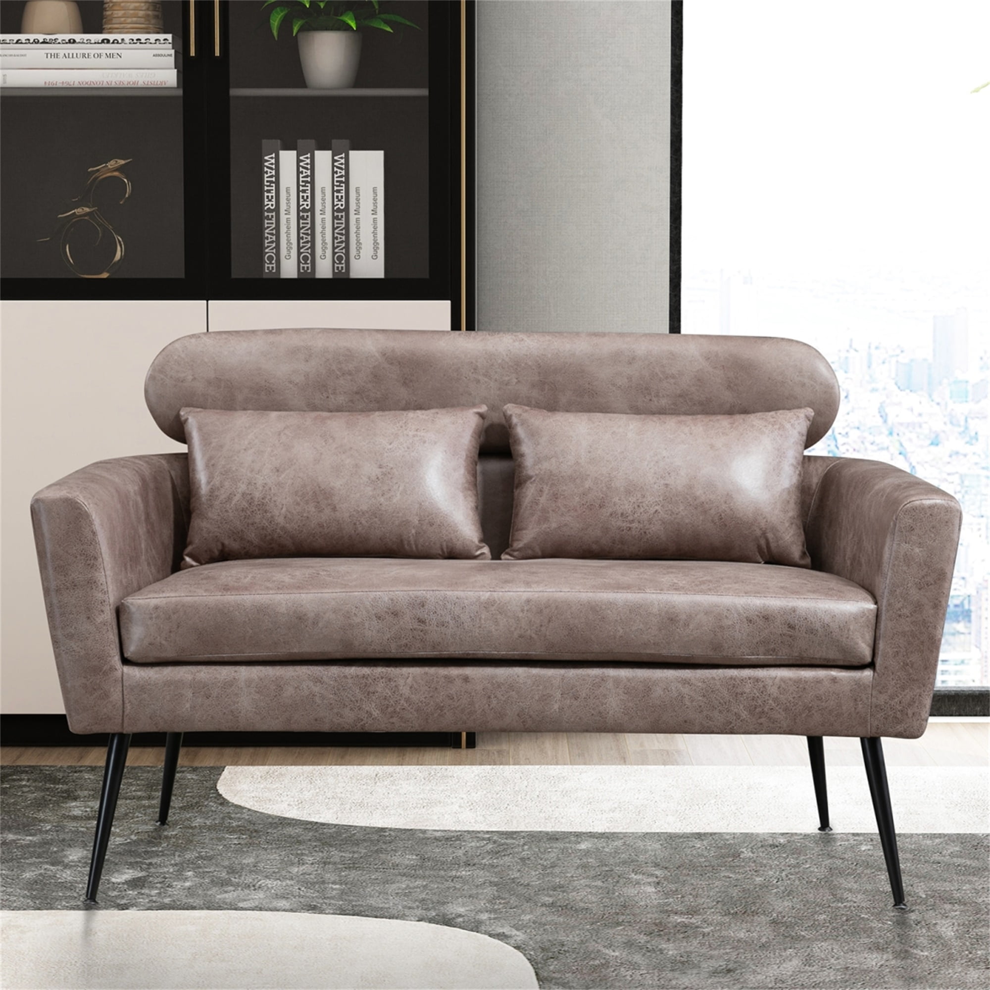 Canddidliike Classical Small Sofa, Two-Seater Sofa With 2 Throw Pillows ,Black Metal Legs for Small Space Office Studio ,Apartment and Bedroom,Taupe Bronzing Suede Canddidliike Classical Small Sofa, Two-Seater Sofa With 2 Throw Pillows ,Black Metal Legs for Small Space Office Studio ,Apartment and Bedroom,Taupe Bronzing Suede