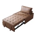 thumbnail image 2 of Aukfa 78" Chaise Futon Oversized Pull Out Sleeper Chair Bed for Home Office, Leather, Brown, 2 of 12