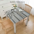 thumbnail image 2 of nygtbtfer Table Cloth, Fitted Tablecloths with Elastic Edge, Wipeable Table Cover for Kitchen Wedding Modern Watercolor Painted Leaves, 2 of 7