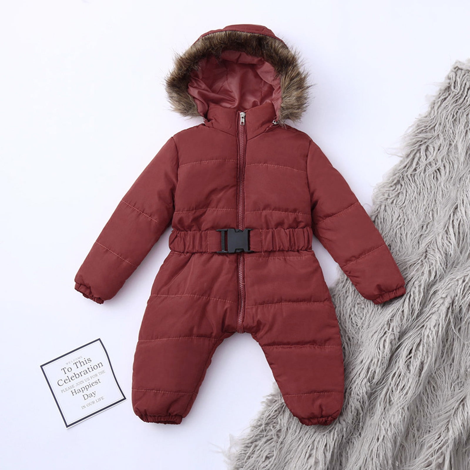 Toddler Girls Snowsuit Hooded Infant Romper Coat for Baby Snow Coat Long Sleeve Windproof Cute Baby Christmas Snowsuit 6-9 Months