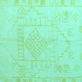 thumbnail image 1 of Ahgly Company Machine Washable Indoor Square Oriental Turquoise Blue Modern Area Rugs, 6' Square, 1 of 4