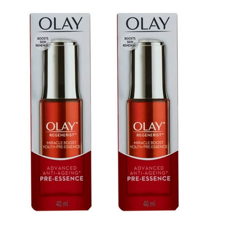 Olay Regenerist Miracle Boost Youth Pre-Essence, 40ml (1.35 Oz) (Pack of 2) + Yes to Tomatoes Moisturizing Single Use