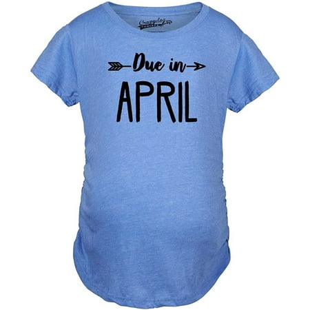 

Maternity Due in April Pregnancy Tshirt Cute Adorable Baby Announcement Tee Heather Royal 3X-Large