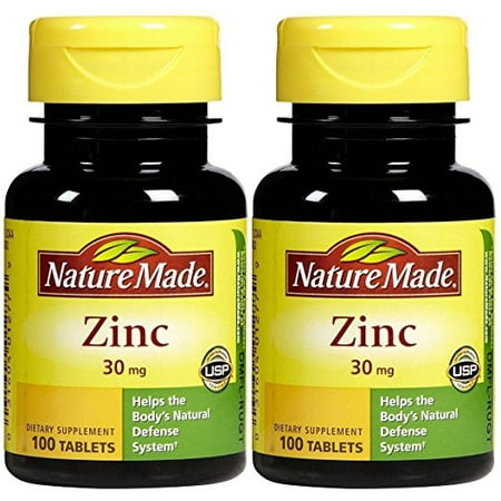 Nature Made Zinc 30 mg 100 Tablets (Pack of 2)
