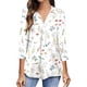 thumbnail image 3 of Camisetas de manga 3/4 con cuello en V para mujer 2023 - Tops tipo túnica de negocios con estampado floral - Blusas de trabajo sueltas informales y elegantes, 3 of 5