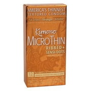 Kimono Micro Thin Ribbed Sensi Dots Lubricated Latex Condoms - 12 ct