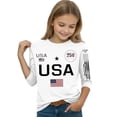 thumbnail image 3 of Abcomgle Girls Patriotic Shirts 4th Of July USA Flag Graphic T Shirt Crew Neck 3/4 Sleeve Shirts Funny Independent Day Shirts,White,12-13Years, 3 of 4