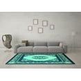 thumbnail image 3 of Ahgly Company Indoor Round Oriental Turquoise Blue Asian Inspired Area Rugs, 7' Round, 3 of 4