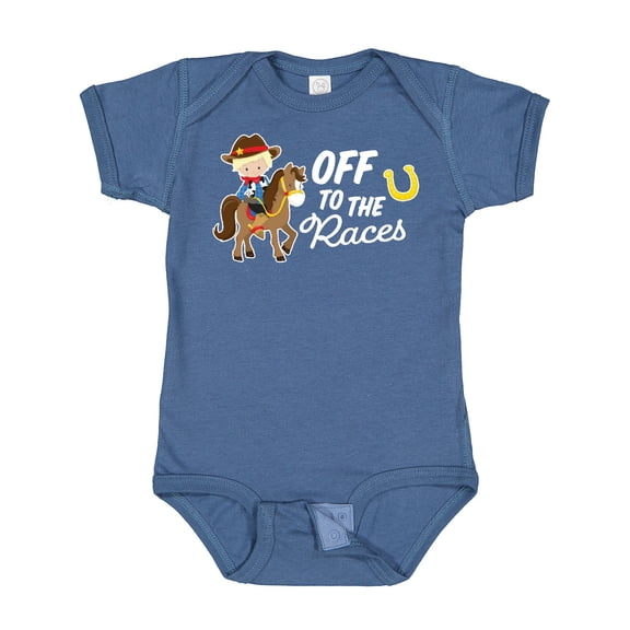 Inktastic Off to the Races with Cowboy on Horse Boys Baby Bodysuit