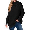 thumbnail image 2 of Qulqfy Women's Cowl Neck Sweaters Tunic Pullover Black Cozy Sweater Knit Trendy Long Sleeve Shirts Tops for Women, 2 of 6