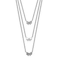 thumbnail image 4 of Sterling Silver Rhodium-plated Three Strand Cubic Zirconia Bow with 2in Extender Pendant Necklace, 4 of 5