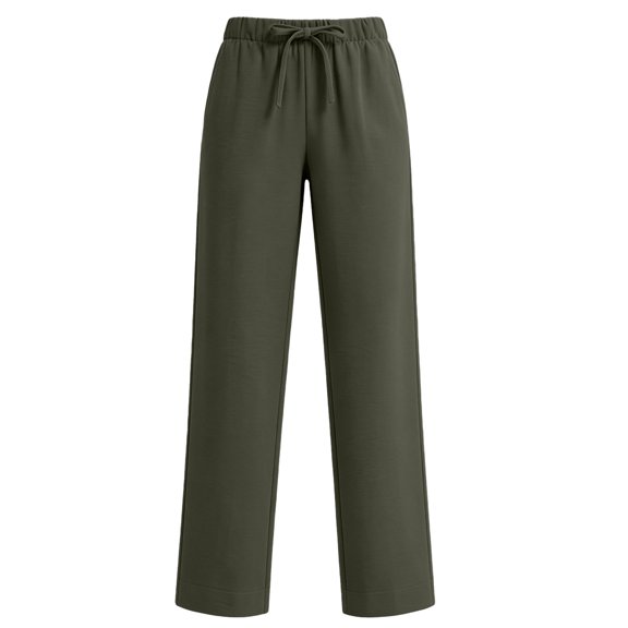 Womens Wide Leg Pants Casual Flowy Crepe Trousers Free Relaxed Fit Work Business with Pockets